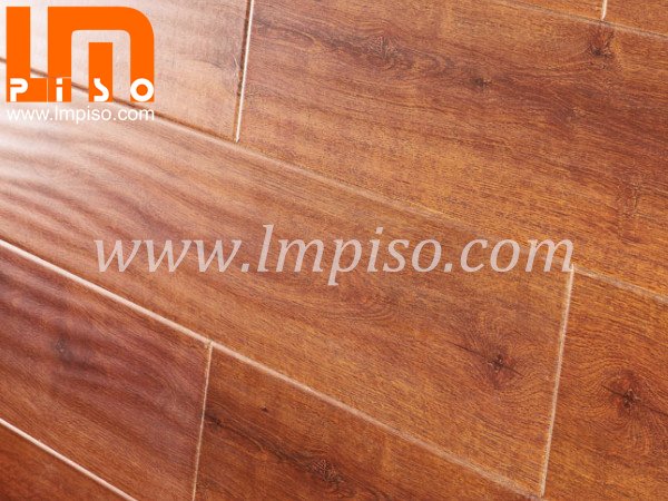 Handscraped pressed v groove pastrol merbau laminate flooring